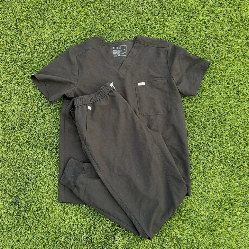 Figs Scrub Set Mens Large Tansen Jogger And Medium Leon Scrub Top Black